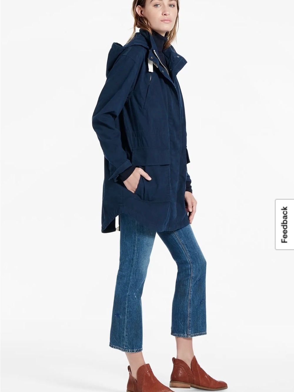 Lucky Brand Navy Utility Jacket Hooded Zip Snap Coat Size 3X - Picture 3 of 10